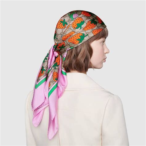 gucci strawberry scarf|gucci scarf unisex.